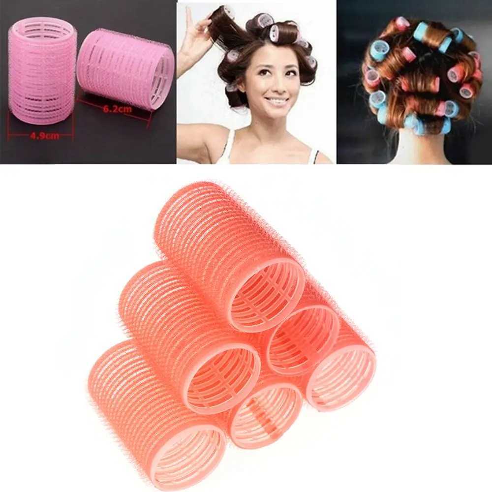 6 large self held hair curlers professional salon hair curlers hair styling tools random colors professional multiple sizes W250113