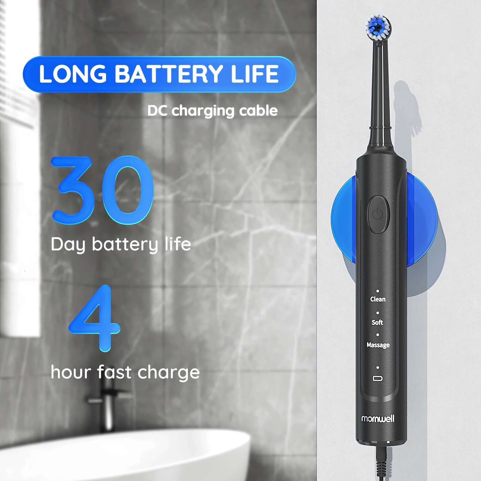 Water Dental sser, Jet Tips 4 Modes 270ML Oral Irrigator and Rotation Electric Sonic Toothbrush Black Set for Home Travel