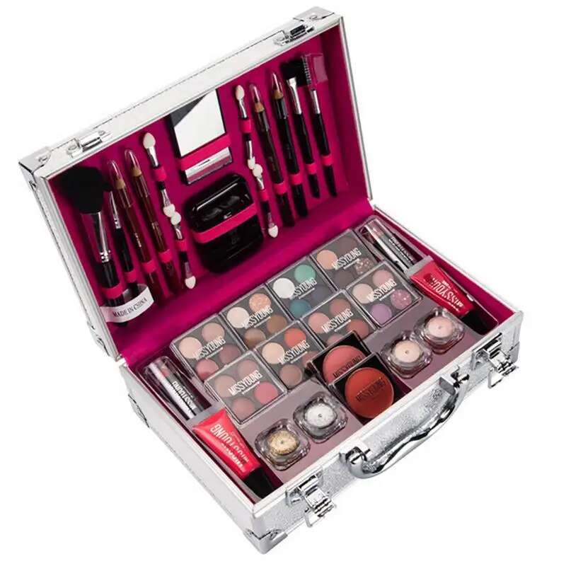 NEW Makeup Lipstick Professional Eyeshadow Palette With Cosmetic Bag Travel Portable Long Lasting Full Make Up Gift Set