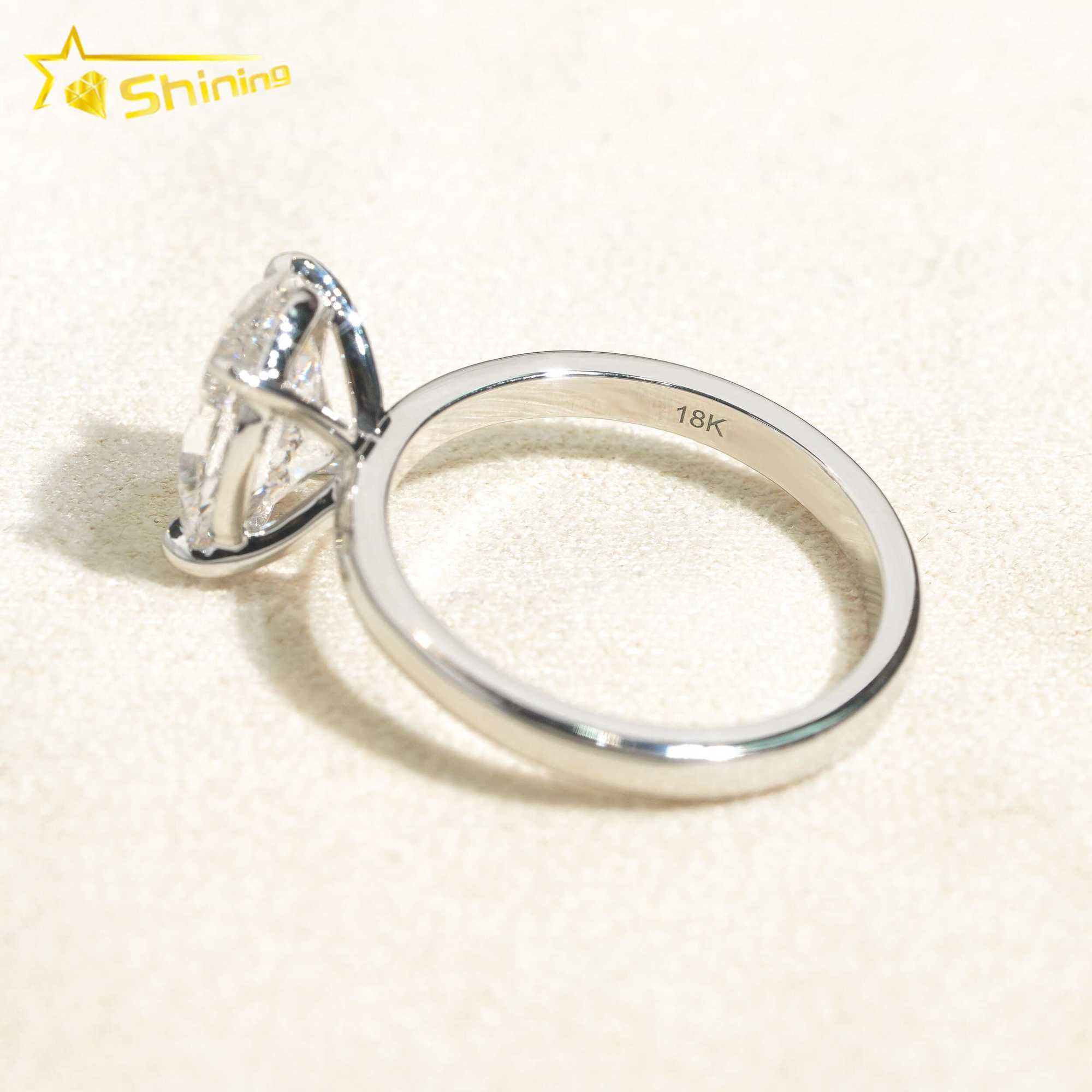 Big Oval Solitaire Brilliant Cut 3.04ct VS1 Lab Grown Diamond CVD Engagement Ring 18K Solid Gold Wedding Rings