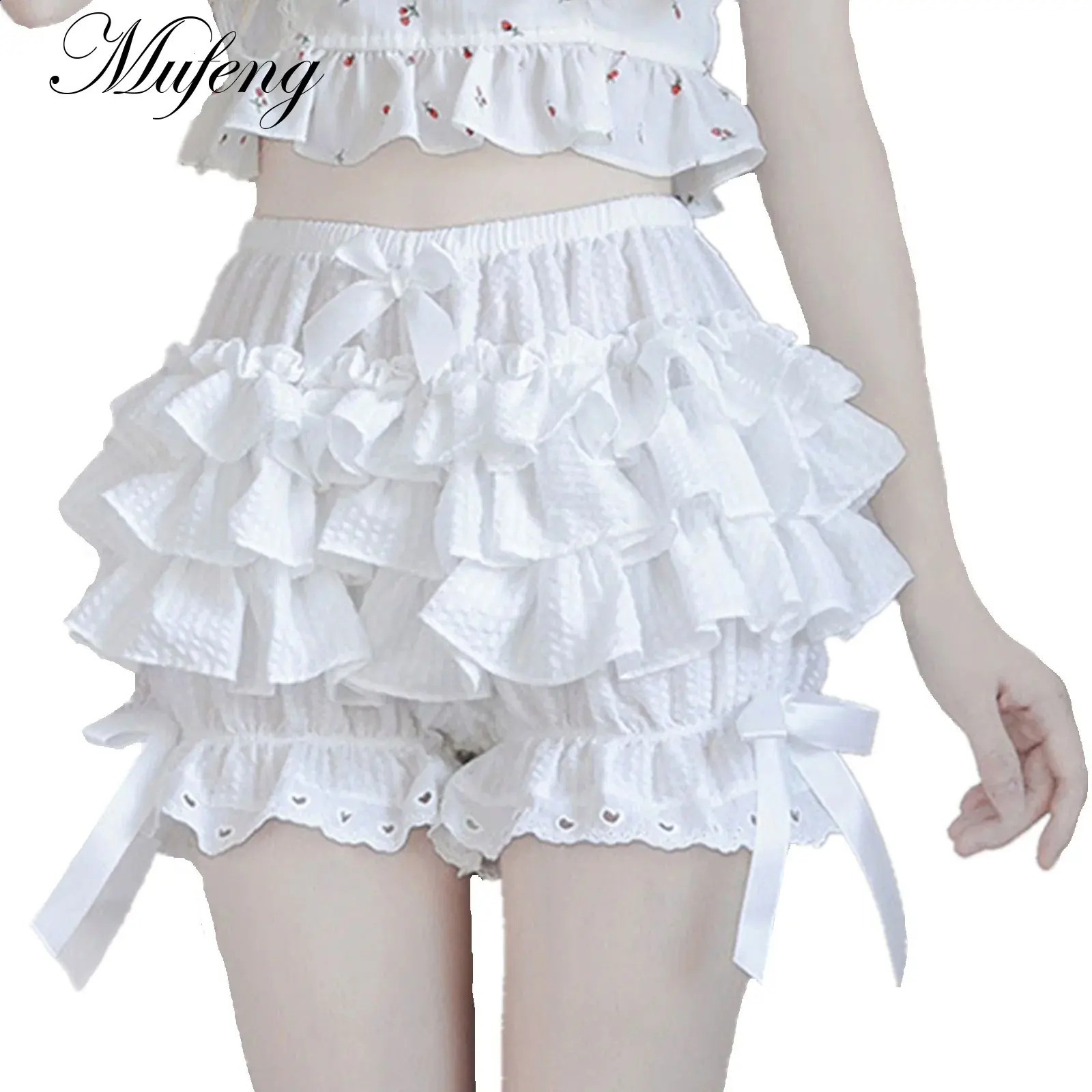 Japanese Style Short Adult Ruffled Lace Trim Pumpkin Shorts Pants Lolita LaceUp Frilly Bloomers Safety Under 250107
