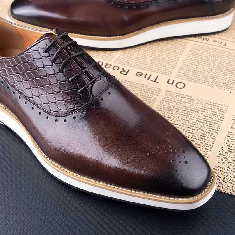 Leather Men Shoes Formal Business Comfortable Lace Up Leisure Shoes Casual EVA Rubber Bottom Fi Sneaker Oxfords Man ShoesXJ250113