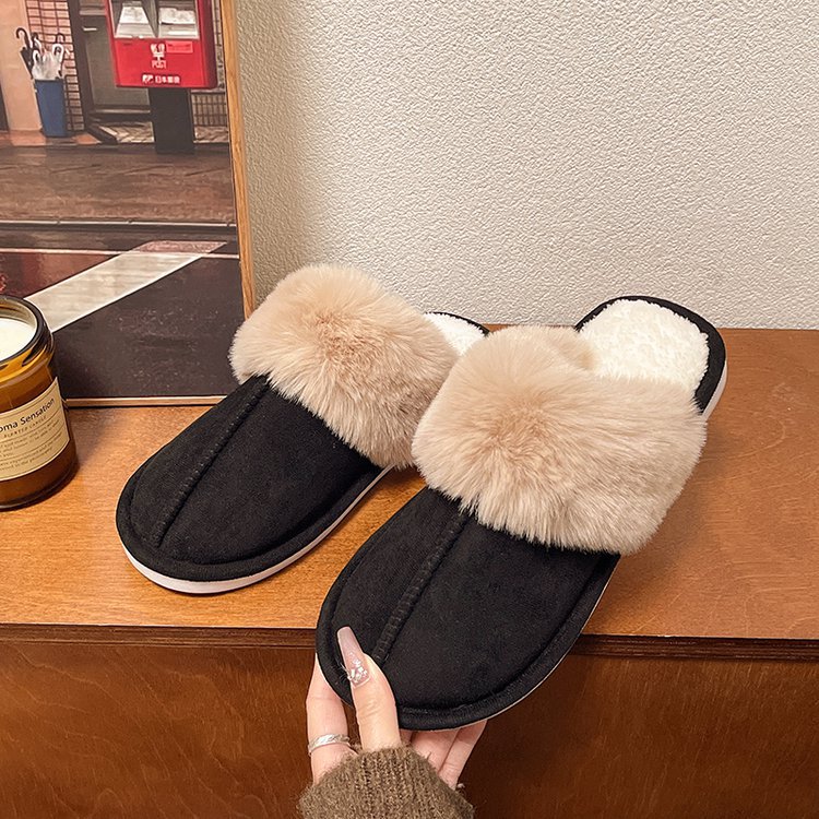 Women Slippers Winter Warm Cotton Plush Indoor Fashion Versatile Triple Black Beige Brown Grey Free shipping