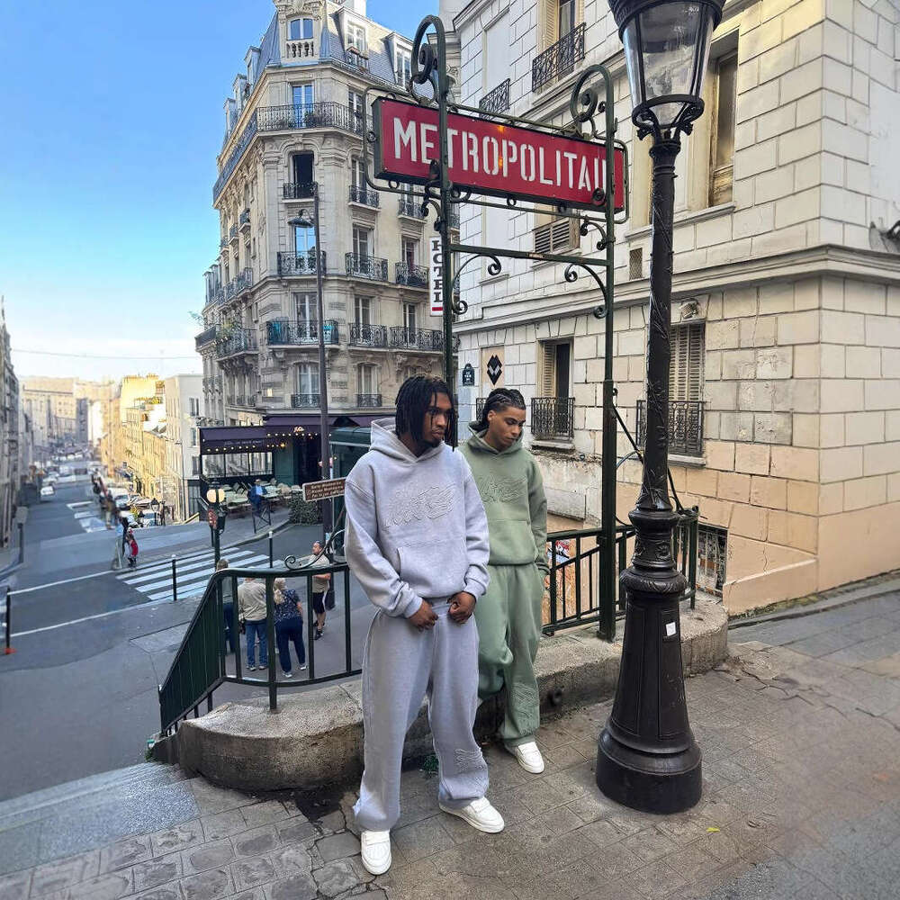 American Y2K street niche hip-hop style with personalized and creative letter print pullover hoodie set