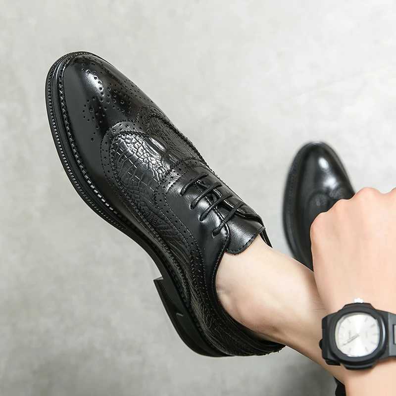 Luxury Men Brogue Dress Shoes Men Suit Casual Shoes Formal Business Leather Shoes Men Brown Wedding Italian Banquet Shoe Size 46XJ250113