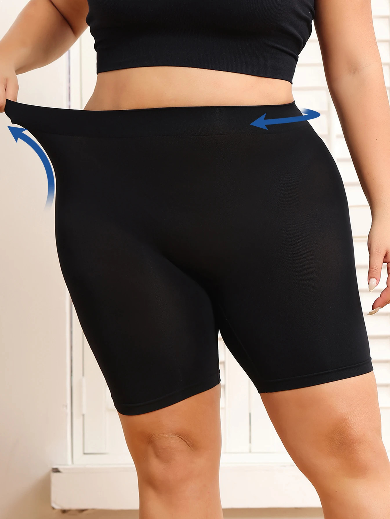 Plussize womens shorts with tummy control and buttlifting features to prevent expre provide safety 250107