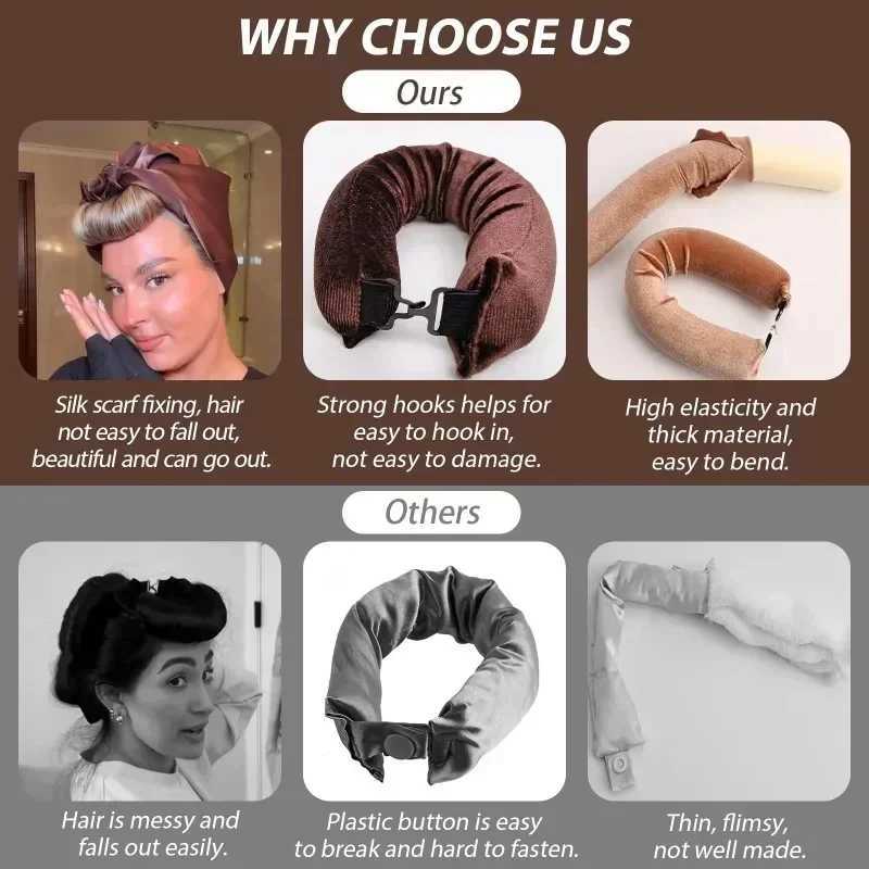 Non thermal curler non thermal curler curler headband with scarf soft sleep lazy curls flexible curler hair styling tool W250113