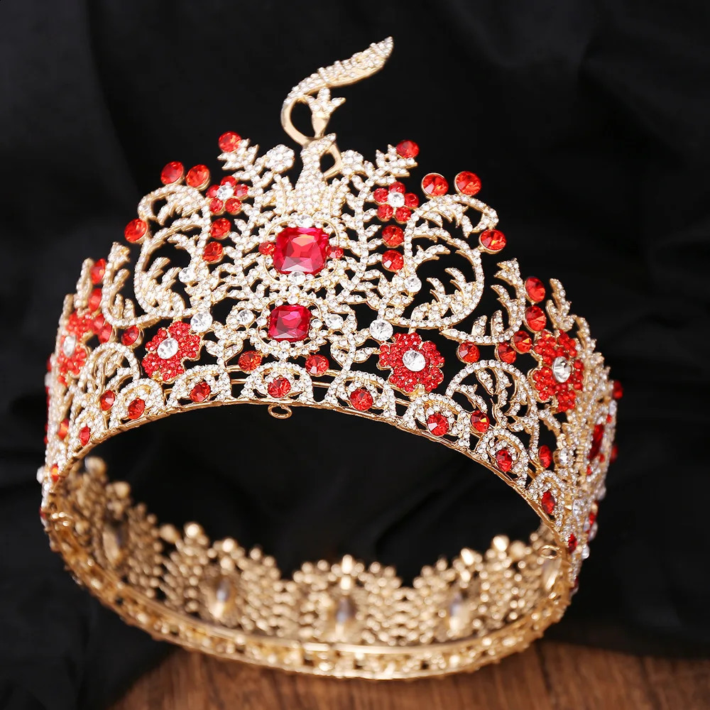 Baroque Miss Grand International Big Crown Round Wedding Pageant Rhinestone Crystal Tiaras Crown for Pageant Fans Hair Accessory250108