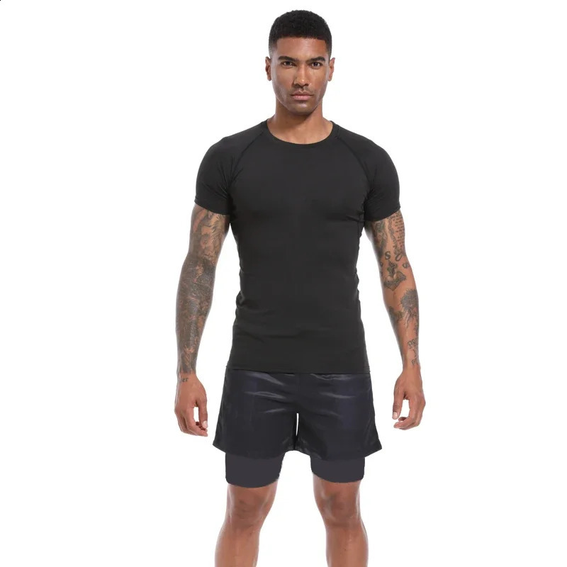 Mens Compression Shirts Summer Short Sleeves Tees Tshirt Gym Workout Fitness Running Tops Undershirts Baselayer Sportswear 250113