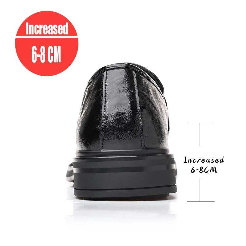 Men Dress Shoes Increase 8cm Genuine Leather Breathable Invisible Heightening Shoes Business Casual Soft Soled Men luxury ShoesXJ250113