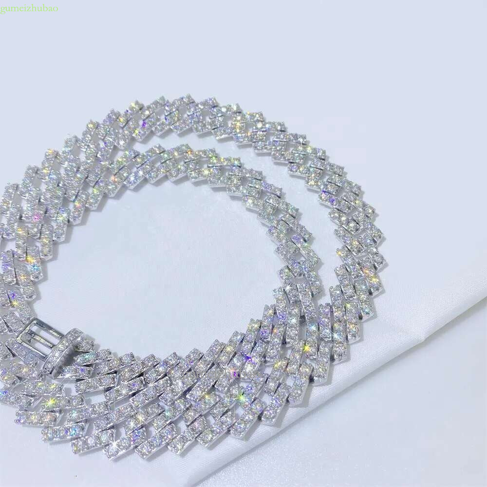 Bussdown Thick 8mm 10mm 13mm Solid Sier Iced Out Vvs Moissanite Chain Cuban k Bracelet