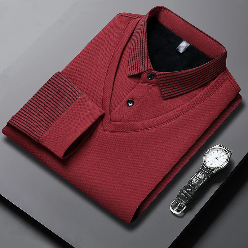 Spring Autumn Long Sleeved Two Piece Mens Clothing Casual Collar Bottom Shirt Simplicity Allmatch Korean Trend Tops 250113