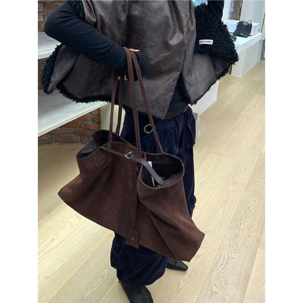 Women Vintage Large Capacity Designer Genuine Leather Single Shoulder Bag Office Ladies Casual Armpit Bags Haruku Tote Handbag