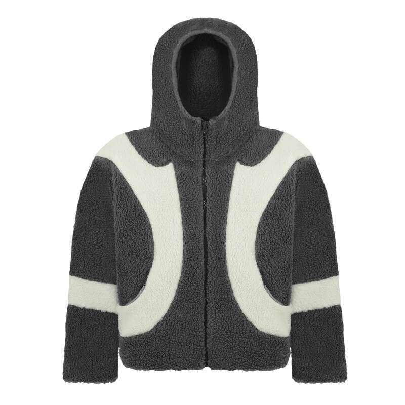 Fashionable trendy brand autumn and winter new item fashionable warm lamb wool personalized casual cardigan zipper jacket