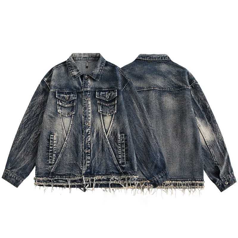Men Autumn Denim Jackets Men Casual Loose American Retro Wasteland Style Jean Coats Street Hip Hop Punk Multi Pocket Cowboy Tops X250113
