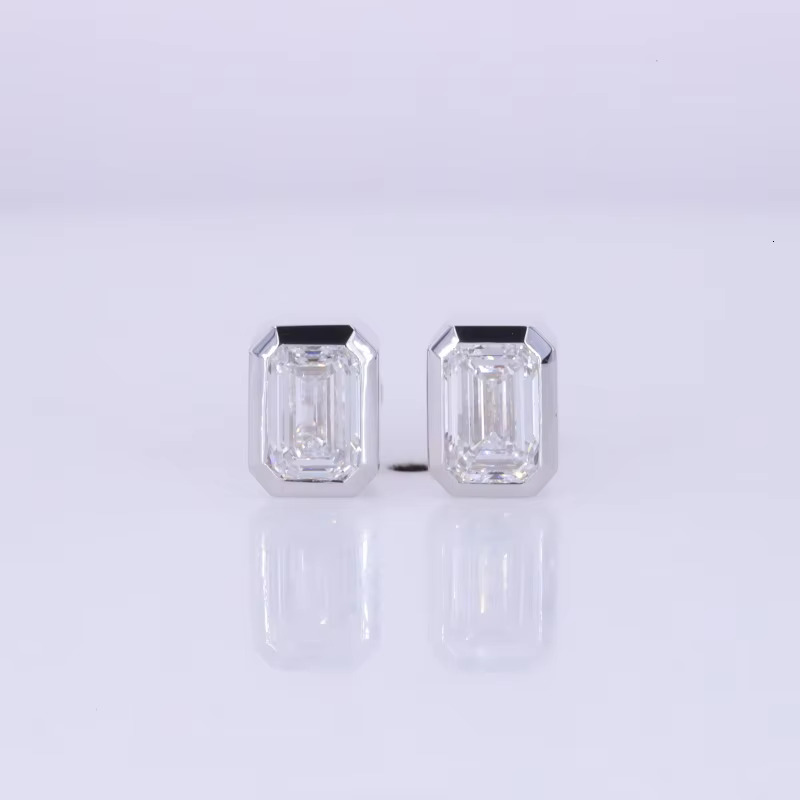 Starsgem 4x6mm loose emerald cut lab grown moissanite dias 9k/10k/14k/ bezel earrings stud Eemerald Cut