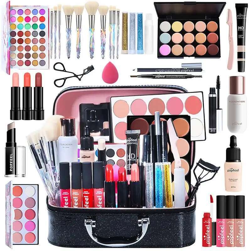 Beginner Set Basic Eyeshadow Lipstick Foundation Lip Glaze Full set Makeup Gift Box Mitzvah Lasting Waterproof Cosmetics