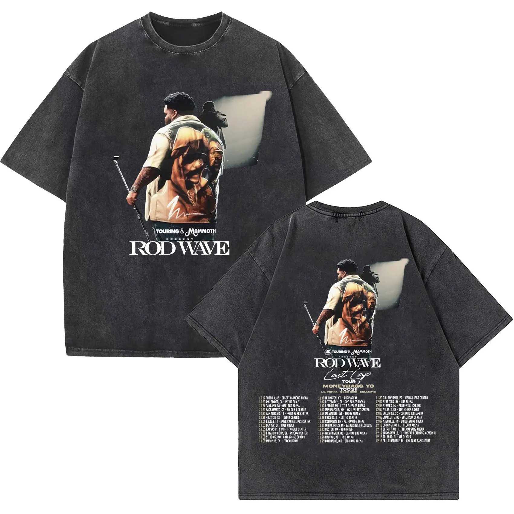 Singer Rod Wave Last Lap Tour 2024 New T Shirt Men Women Vintage Washed Short Sleeve T-shirts Hip Hop Clothing Oversized T-shirt X2501131