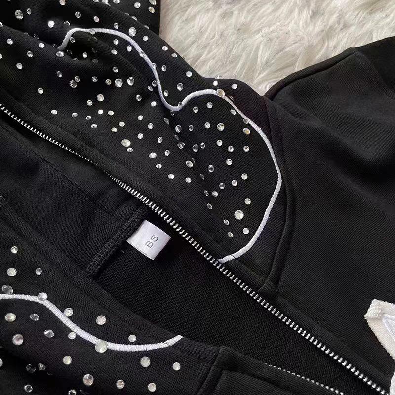 Men's Hoodies 24SS High Quality Glo Gang The Glory Hoody Heavy Industry Diamond-studded Hat Fashion Brand Men Women Patchwork Design