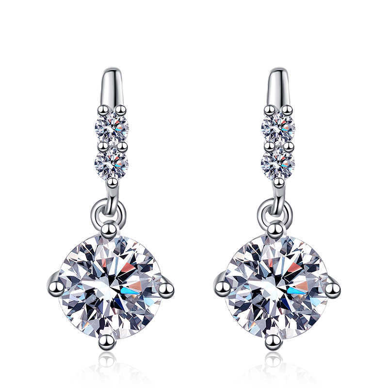 Luxury Women 1ct moissanite Jewelry diamond shine Earring 925 Sterling Silver Earrings