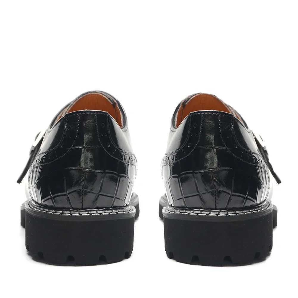 Luxury Designer Black Leather Casual Men Shoes Natural Genuine Cowhide Man Sneakers odile Pattern Single Buckle ShoeXJ250113