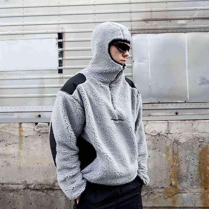 2 Autumn/Winter Trendy Brand New Men's Fashion Lamb Wool Hoodie with Zipper Outer