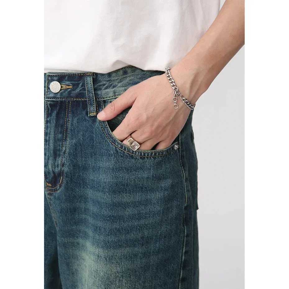 Men Vintage Blue Denim Shorts Summer Casual Loose Jeans Shorts Retro Harajuku Streetwear Hip Hop Y2K Shorts ManXJ250114