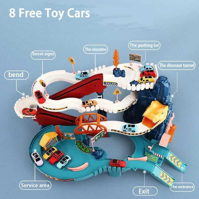 Electric Dinosaur Mountain Track Car Adventure Game Racing Rail Car Toys Track Interactive Train Childrens Educational Toys X250114