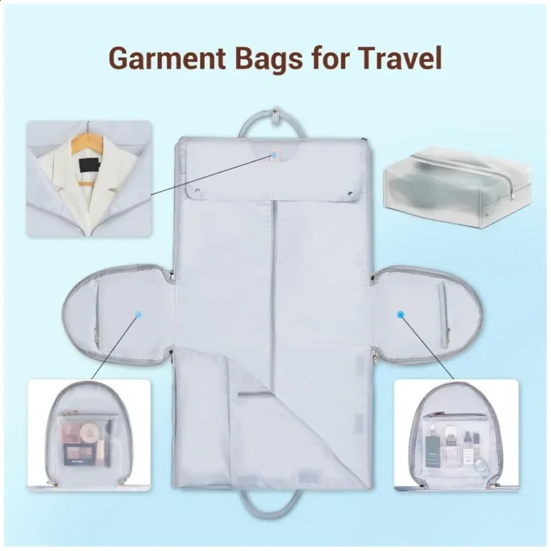 Convertible portable travel clothing bag carried on a handbag suitable for men women dust-proof hanging luggage sets business travel bags 250109