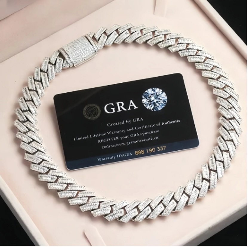 18mm Cuban necklace DESIGNERS Pendant Vvs Moissanite Iced Out Sterg Sier Pass Dia Test Hip Hop Chains for Men Jewelery