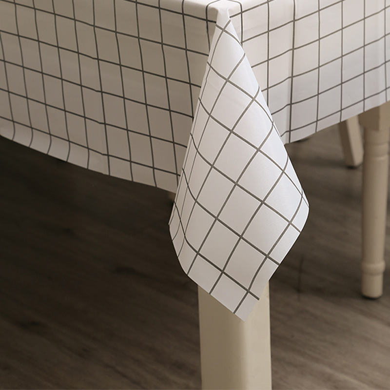 Modern Minimalist Style Anti-scalding and Waterproof Leave-in PVC Plaid Tablecloth