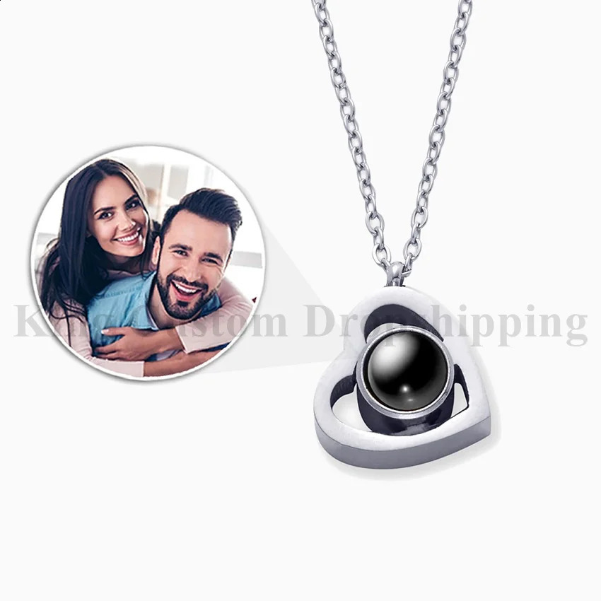 Non-Oxidation Customized Projection Heart Necklace Steel Durable Jewelry Birthday Christma Day Memory gift for Lovers and Family 250107