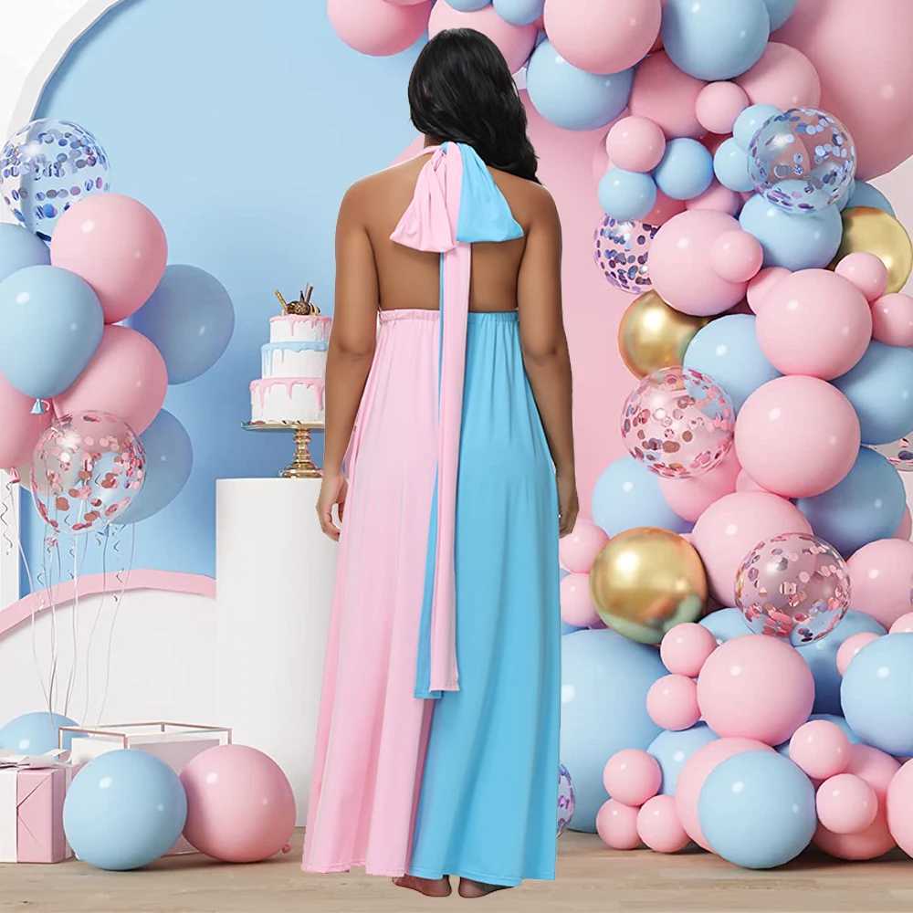 Pregnant womens colorful lock dress for photosoot cross packaging split style dress elastic suspender backless pregnancy baby shower bar prop W250113