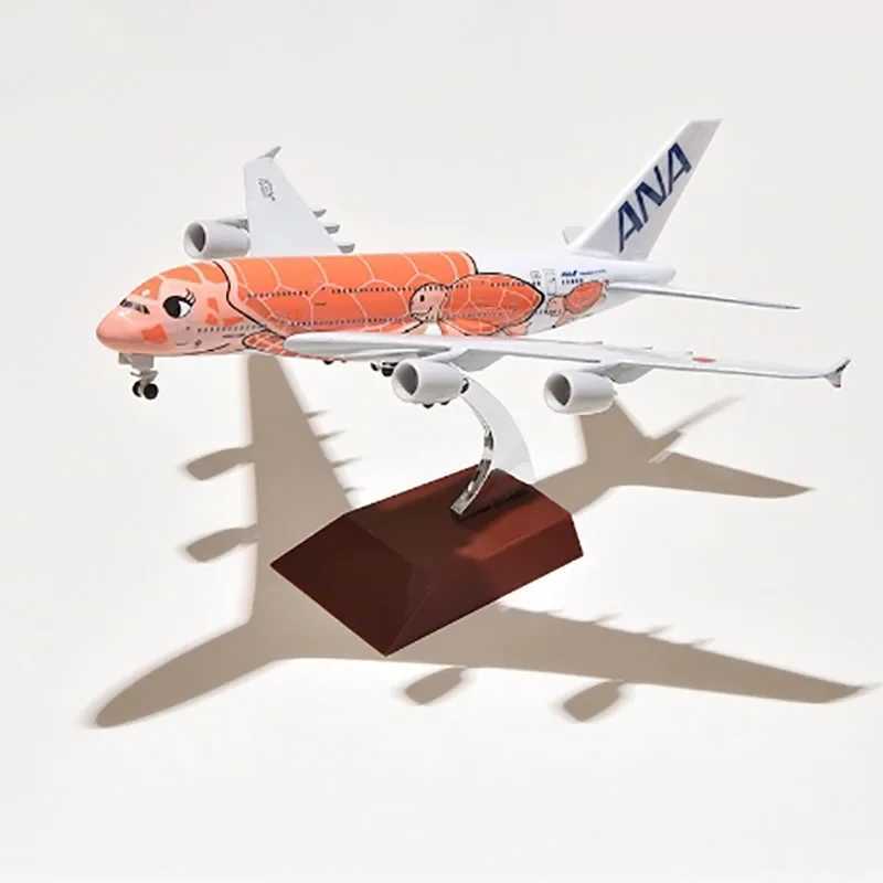 20CM Airbus A380 Cartoon Sea Turtle Airlines Diecast Airplane Model Toys 1 400 Scale Model Planes With Landing Gears Alloy X250114