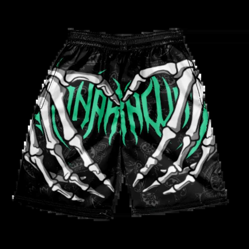2024 Summer Classic Skeleton Beach Shorts New Fashion Skeleton Handprint Mens Gym Shorts Quick Drying Dry Ice ShortsXJ250407