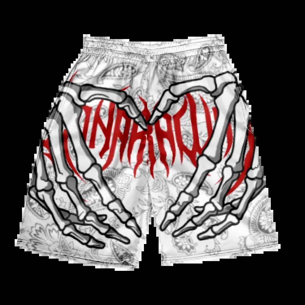 2024 Summer Classic Skeleton Beach Shorts New Fashion Skeleton Handprint Mens Gym Shorts Quick Drying Dry Ice ShortsXJ250407