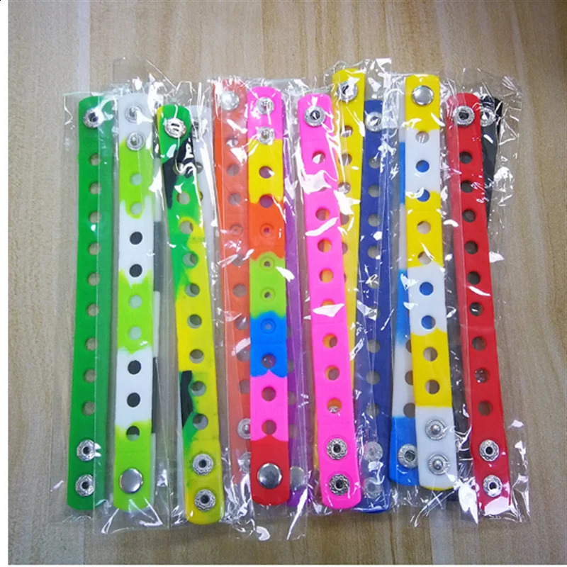 50pcs 18CM Wristbands Silicone Bracelets Fit Shoe Charms Kids gifts 250107
