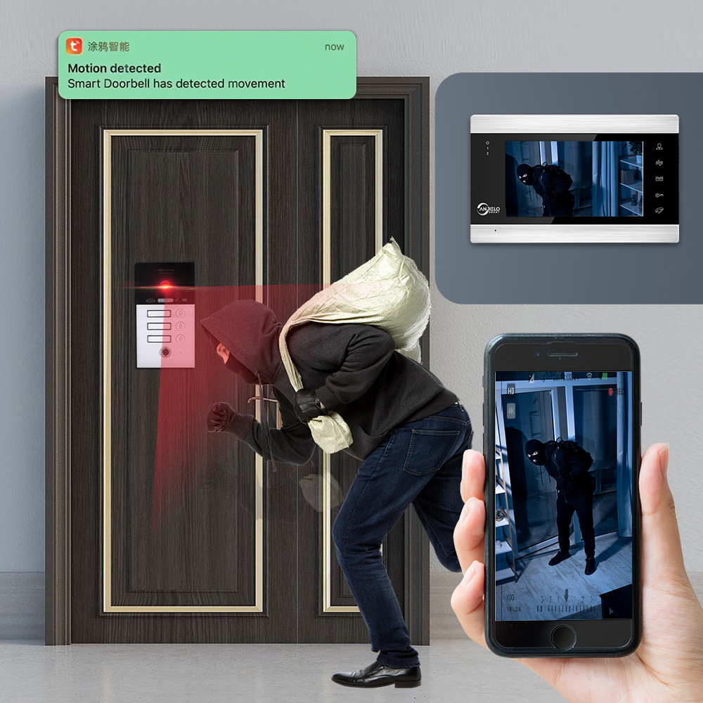 Anjielosmart WiFi Video Intercom For Apartment Home Tuya Video Doorbell Door Phone WiFi Wireless Video Intercom System For Home