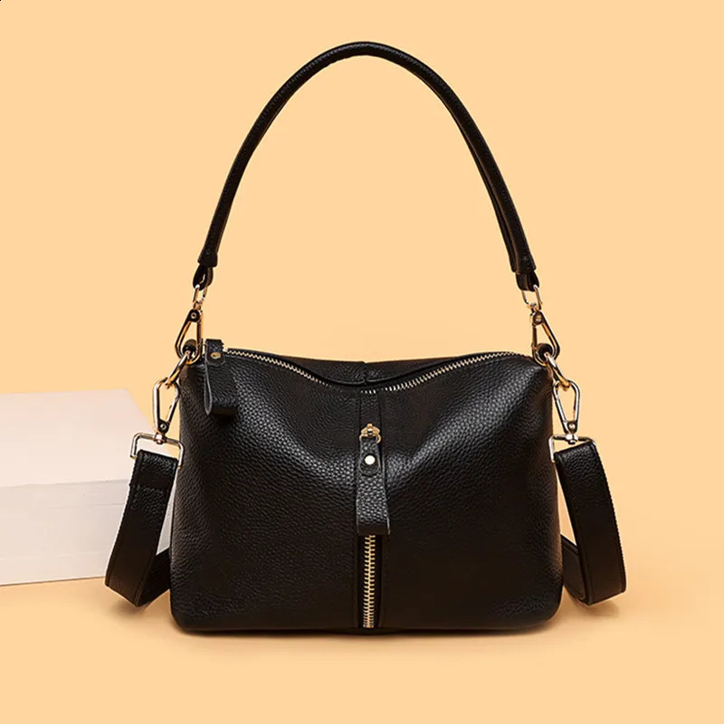 Genuine Leather Womens Shoulder Crossbody Bags High Quality Women Handbag Solid Color Cow Female Messenger Tote Sac 250106