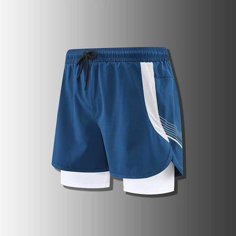2024 New Running Shorts 2-in-1 Double layer Mens Fashion Gradient Stretch Sports Shorts Summer Gym Training W250324
