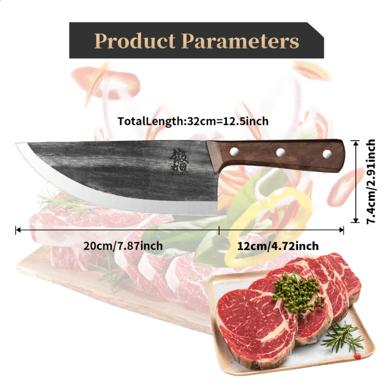 Boning Knife Butcher Knife For Meat Cutting Hand Forged High Carbon Steel Butcher Knife For BBQ Home Kitchen Cooking Camping 250110