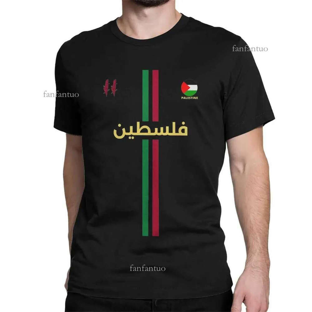 Men's T-Shirts Palestine Football Map T-shirt Mens Cotton Great T-shirt Round Neck T-shirt Short Silver Clothing 4XL 5XL T240508