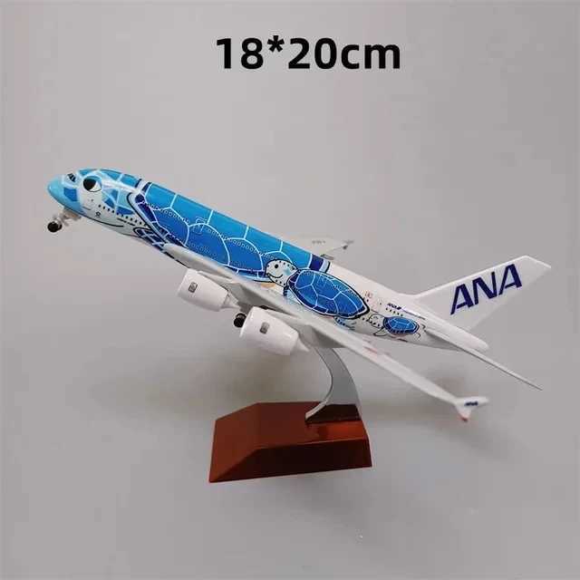 20CM Airbus A380 Cartoon Sea Turtle Airlines Diecast Airplane Model Toys 1 400 Scale Model Planes With Landing Gears Alloy X250114