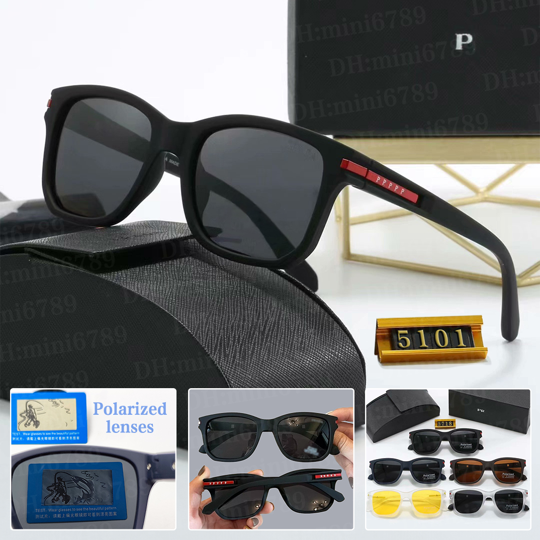 Designer PR Sunglasses Men's Outdoor Sun Visors Women's Fashion Triangle Logo Luxury Full Frame Sun Visors Polarized UV400 Protective Glasses High Quality with Box