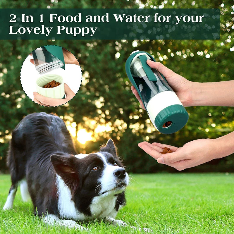 Portable Dog Water Bottle Food Container 2 In 1 Leakproof Pet Drinking Dispenser Feeder Cup For Outdoor Walking Hiking 250110