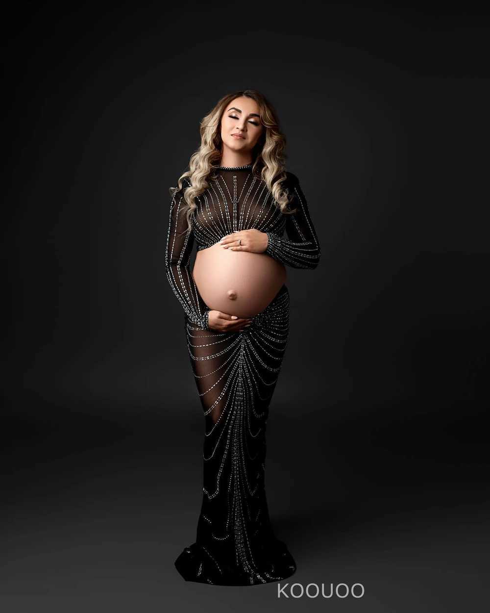 Pregnant womans photo shoot cut dress rhinestone elastic pregnant womans photo womens clothing suspender crystal hot repair set dress W250113