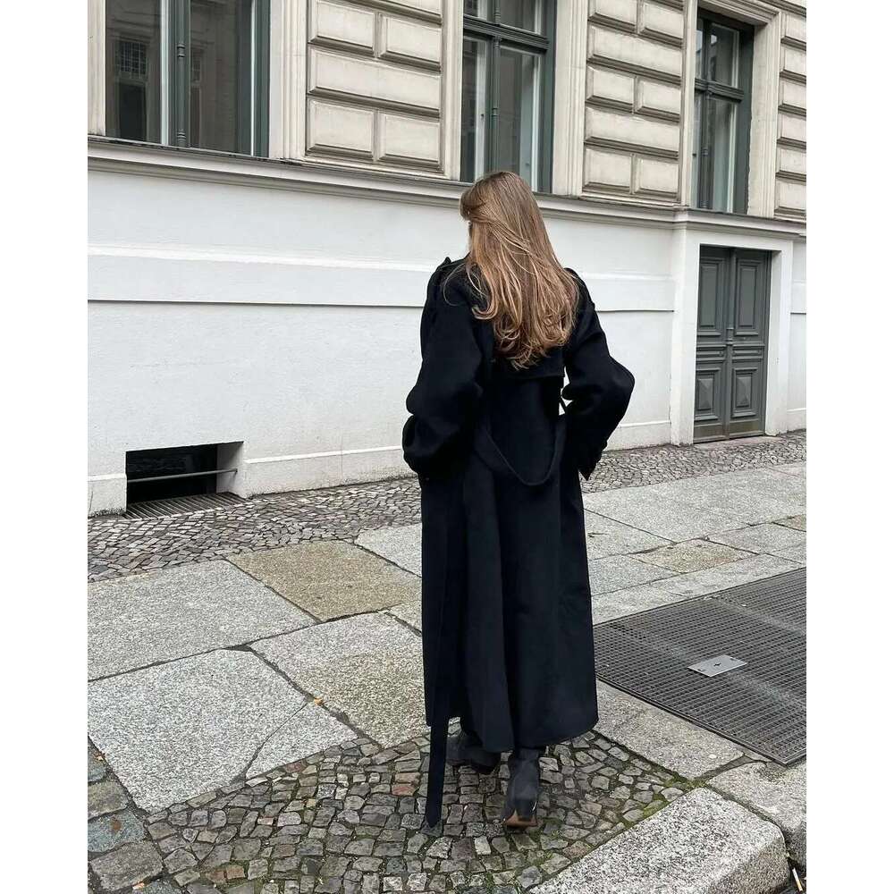 hoodie Women's Wear Women Solid Lace Up Button Turndown Collar Trench Jacket Lady Warm Casual Fashion Jackets Autumn Winter Street Female Coats j