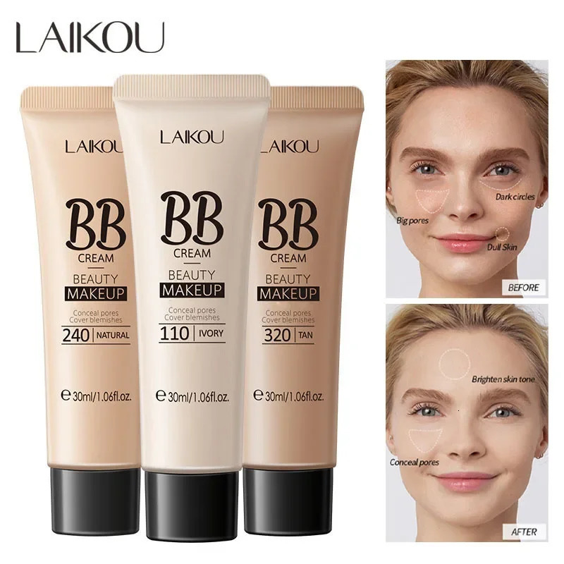 LAIKOU BB Cream 18 Hour Longlasting Liquid Foundation Waterproof Antiacne Marks Natural Face Base Makeup Moisturize 241230