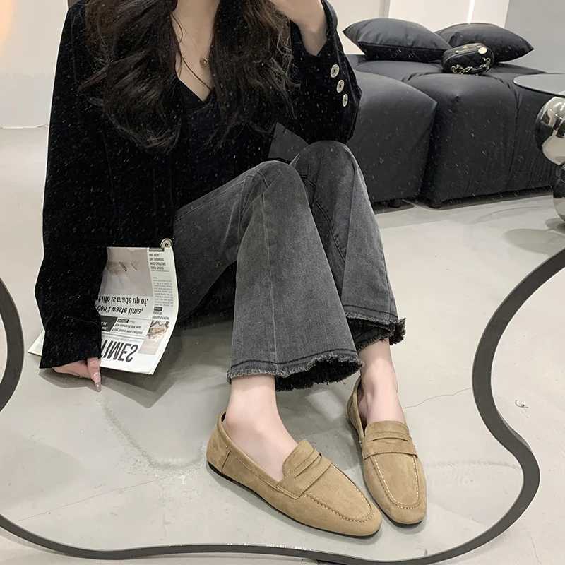 Womens Slip- Deep-Mouth Flat Bottom Loafers Spring Veet Round Head Thick Bottom Low Heel Soft Comfortable Flats ShoesXJ250113