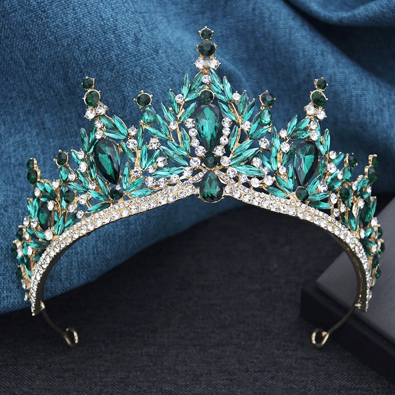 Champagne Crystal Crown Princess Tiara Headwear for Party Pageant Birthday Wedding Hair Jewelry Costume Accessories250108